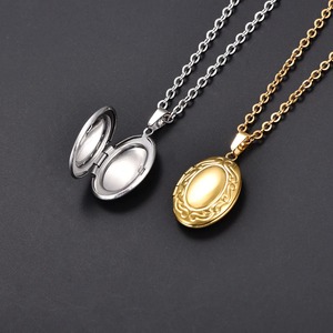 Pendentif Médaillon Ovale en Acier Inoxydable pour Photo, Boîte à Photos DIY, Collier pour Femme et Homme, Breloque Cadre Photo Commémoratif, Chaîne, Bijoux en Métal - Product Image 1