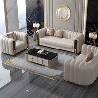 Ensemble complet de canapés en cuir, lampes sur pied, luminaires, décoration de chambre et rideaux pour le salon
