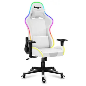 זול LED אור E-ספורט כיסא מחשב משחקי מירוץ משרד ריהוט לנשימה אוויר רשת משחקי כיסאות לבן rgb משחקים כיסא