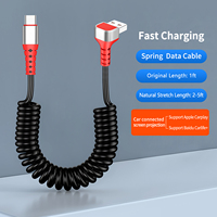 Câble USB-C rétractable à ressort de 1,5 m, prend en charge la charge rapide, matériau TPE/TPU, compatible avec les appareils iPhone 15/16 Pro et Android