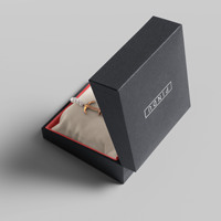 Boîte à bijoux carrée à fermeture magnétique effet cuir, estampage à chaud or, emballage imprimé quadricolore pour bagues et boucles d'oreilles