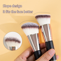 Ensemble de pinceaux de maquillage professionnels de haute qualité pour le fond de teint, la poudre fixante, le correcteur - Outil multifonctionnel pour le visage avec manche en bois