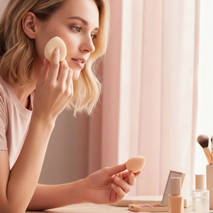 Ensemble d'éponges de maquillage sans latex, couleur neutre, avec nettoyeur de pinceaux, éponge de maquillage violet foncé - Product Image 2