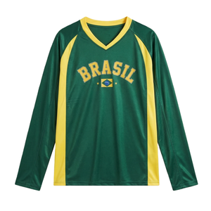 Camiseta de Fútbol de Brasil 2026 de Manga Larga, Estilo Vintage, Personalizada, Económica, para Hombre y Mujer - Product Image 1