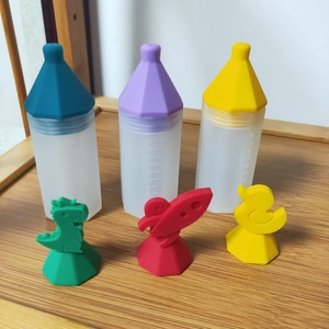 ชุด3ชิ้น14มล. ไดโนเสาร์จรวดรูปร่างวัสดุซิลิโคนซอสพลาสติกขวดมินิ - Product Image 3