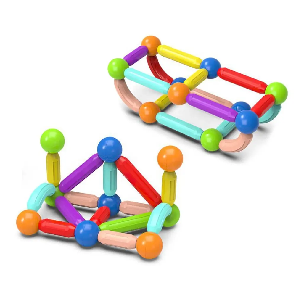 42pcs child STEM educational toys 3D assembled magnetic sticks bar blocks magnet ball rod toys construction building blocks set