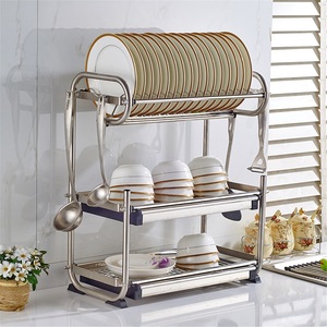 Stainless Steel Double Tier Modern <b>Kitchen</b> Towel <b>Rack</b> Waterproof Non-Folding <b>Storage</b> Holder - Product Image 1
