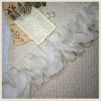 Dentelle en mousseline double couche de haute qualité avec volants, accessoire de style français pour rideaux et ourlets de robes OEM