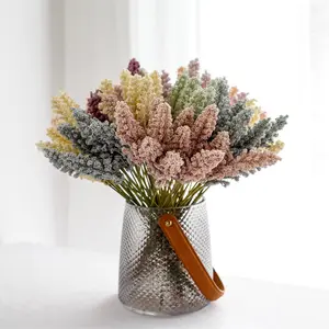 DREA Bunga Buatan Dekorasi Pernikahan, Bunga Spike Buatan Busa Vanilla Mini 6 Buah/Pak untuk Dekorasi Rumah Pernikahan