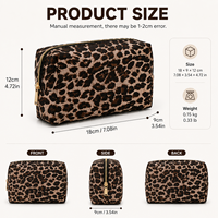 Tas Makeup Motif Leopard Bahan Polyester Kapasitas Besar, Pegangan Lembut, Ramah Lingkungan, Untuk Perjalanan, Perlengkapan Mandi, Penggunaan Sehari-hari Wanita & Remaja Putri