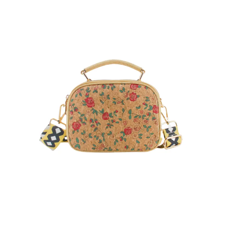 Women's Fashion Messenger Bags Cork Leather Crossbody Shoulder Bag Printed Pattern Cork Handbag