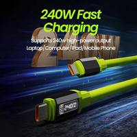 Cable USB C a USB C de Alta Velocidad de 1.5M y 240W con Pantalla Digital HD para Teléfono y Auriculares, Material de Silicona