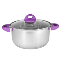 Batterie de cuisine en acier inoxydable de meilleure qualité, couvercle en verre trempé, fond à induction, poignées en silicone, batterie de cuisine