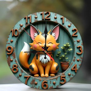 Round Wooden Wall Clock 25x25Cm <b>Retro</b> Farmhouse Silent Non Ticking Living Room <b>Decor</b> - Product Image 1