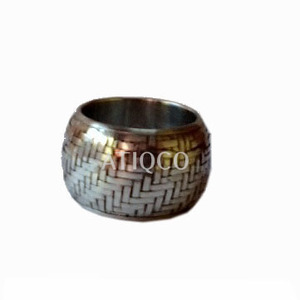 <b>Silver</b> Brass Metal Eco-Friendly Durable Round <b>Napkin</b> Rings Roman Design Band Holder for Parties Stainless Steel & Brass Stocked - Product Image 1