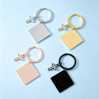 Porte-clés carré en acier inoxydable Ywyougang, gravable, avec couleur personnalisée, design vintage tendance, forme croix, cadeau