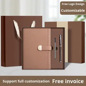 New <b>A5</b> Simple Business Office Diary Meeting Record <b>Notebook</b> Imitation <b>Leather</b> Cover Customizable Logo Gift Box Set Souvenir - Product Image 5