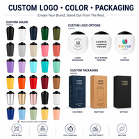 Mug à café isotherme personnalisé avec logo, 12 oz, en acier inoxydable, tasse de voyage avec couvercle rabattable anti-fuite et base en silicone