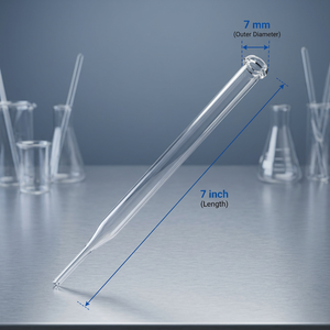 Pipette compte-gouttes G016-09-08-A 7x7 inc. Pipette compte-gouttes en verre borosilicate de qualité supérieure, directement de l'usine, pour les cosmétiques, la pharmacie et le laboratoire - Product Image 1