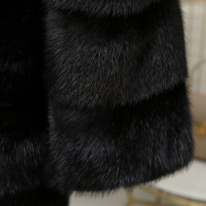 Atacado Dinamarca Blackglama Casaco De Inverno Stand Collar Horizontal Real Mink Fur Coat Dinamarca Pele Real - Product Image 6