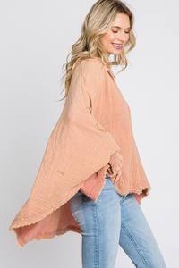 เสื้อเบลาส์ผ้าฝ้ายลินินสำหรับผู้หญิง,กระดุมล้างหน้าช่วงฤดูใบไม้ผลิผ้าโปร่งผ้าฝ้ายสองชั้น - Product Image 2