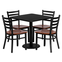 Meubles de restaurant commercial ensemble de table de restaurant pour 4 personnes ensemble de café chaise en métal de restauration rapide moderne table en bois