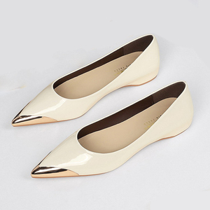 Low Price Women Metal Pointed Toe Bright Patent Shoes Flat <b>Heels</b> on Sandals Dress Office Ladies Pumps - Product Image 3