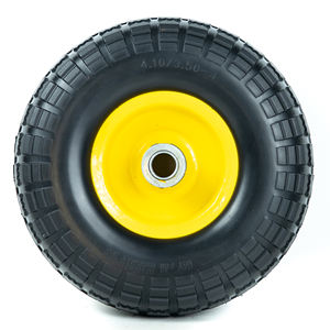 410/350-4 Pneumatisches PU-Schaum gummi rad mit Felgen rollen aus Aluminium legierung Flach frei drehbar Massives Nylon material 410/350-4 - Product Image 1
