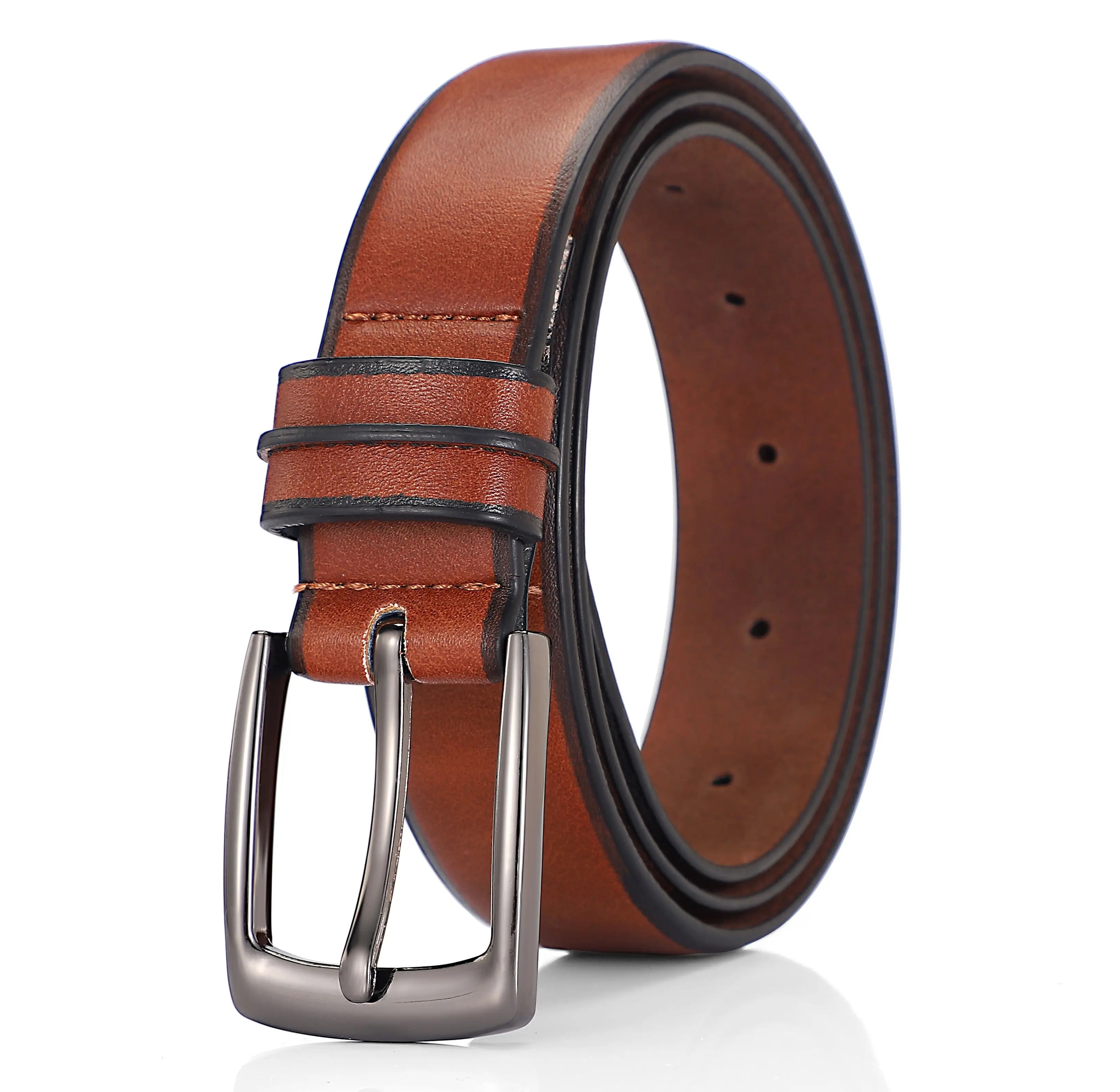 Hot Selling TOP Leather with black edge fashion belt for Male and Female