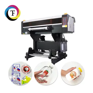 A1 Printer DTF UV 60cm dengan Laminator DTF Impresora De UV lampu Led rol untuk gulungan Multi Warna UV DTF pencetak Logo kristal