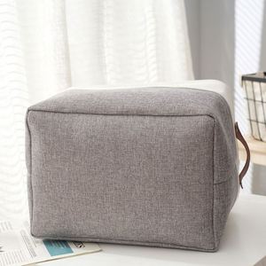 Organisateur de vêtements moderne en tissu de lin, pliable, en aluminium brillant, avec poignée métallique, cube de rangement carré anti-poussière pour la maison et la garde-robe - Product Image 6