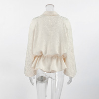 Manteau Jacquard Tendance Uni à Fermeture Éclair et Ceinture pour Femme, Collection Automne/Hiver 2026, Veste Mi-Longue Décontractée Style Russe