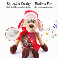 Pawstar – Nouveauté en stock : Ensemble de jouets pour chien en peluche personnalisable en coton PP – Père Noël, renne, jouet à mâcher couineur (BiBi) pour cadeau de Noël