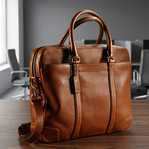 Premium Quality Genuine <b>Leather</b> Laptop <b>Briefcase</b> Korean Style Waterproof Durable Large Capacity Eco-Friendly Lightweight - Product Image 1
