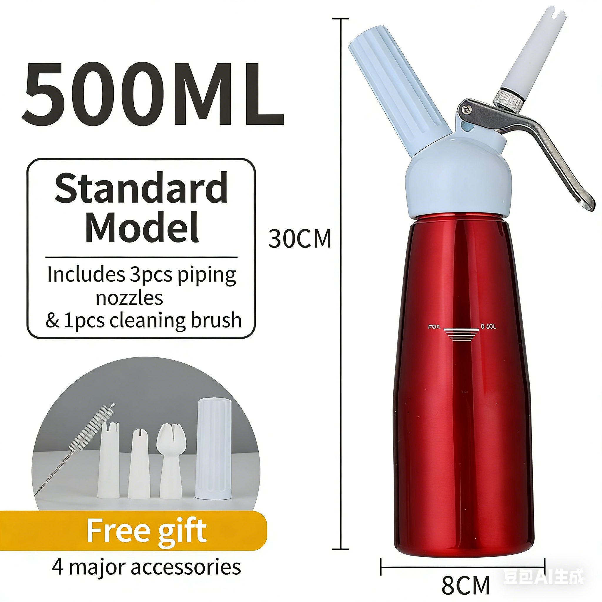 500ml Red Whipped Cream Dispenser