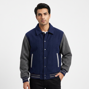 Stylish High Quality <b>Men</b> Wool Varsity <b>Jacket</b> For Best Style <b>Long</b> Sleeve Stand Collar Varsity <b>Jacket</b> For <b>Men</b> - Product Image 1