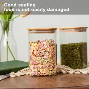 Modern Design Wide Glass Food Storage Container with Wooden Lid and Spoon 250ml Capacity Party Wholesale <b>Set</b> for Kitchen Use - Product Image 4