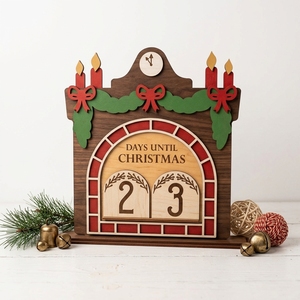Calendrier de l'Avent en bois, décoration de table pour les fêtes, décoration réutilisable pour le compte à rebours de Noël - Product Image 6