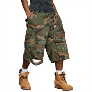 Pantalones Cortos de Nailon Desgastados de Diseñador para Hombre, Talla Grande Premium, Estilo Hip Hop Vintage de Alta Calidad - Product Image 1