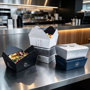 Custom Printed Disposable Ivory Board Folders Takeaway <b>Greaseproof</b> Food Container for Fried Chicken Burger Restaurant Packaging - Product Image 2