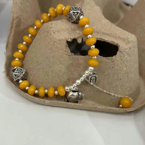 Bracelet en argent sterling S925 avec breloque éléphant en ambre, bijoux fins pour femmes, à porter au quotidien - Product Image 4