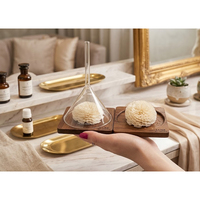 Dispositivo de exhibición de perfumes con base de madera y embudo para probar fragancias de aceites esenciales y perfumes de flores