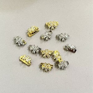 Cuentas espaciadoras de cobre con incrustaciones de circonita, doble orificio, para pulseras DIY, accesorios de joyería, cierres y ganchos, acabado chapado. - Product Image 1