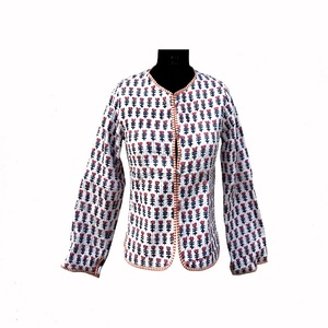 Veste en molleton de coton réversible pour femme, à motifs floraux imprimés indiens, boutonnée, courte, pour l'hiver, séchage rapide, respirante - Product Image 1
