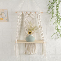 Nouvelle Arrivée Tapisserie Macramé Faite Main Planche en Bois Étagère Murale Macramé avec Support en Bois Étagère Suspendue