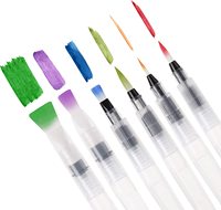Lot de 12 pinceaux plats rechargeables en nylon pour aquarelle, assortiment d'embouts, pour dessin