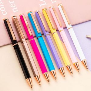 New Hexagonal Ball <b>Pen</b> Wholesale Simple Macaron Metal <b>Pen</b> with Laser Logo High Appearance Medium Oil <b>Pen</b> - Product Image 5