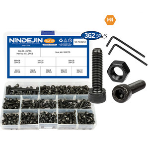 Juego de tornillos y tuercas hexagonales de acero negro M4, grado 12.9, métricos - Product Image 1