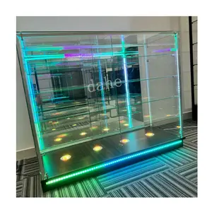 Hot Selling Display Case with Rainbow Lighting Extra Vision Display Cabinet Smoke Shop Wholesale Glass Showcase Display