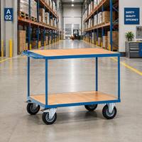 Chariot silencieux à quatre roues à double plateau, à roulement silencieux, pour usage industriel en entrepôt, personnalisable OEM